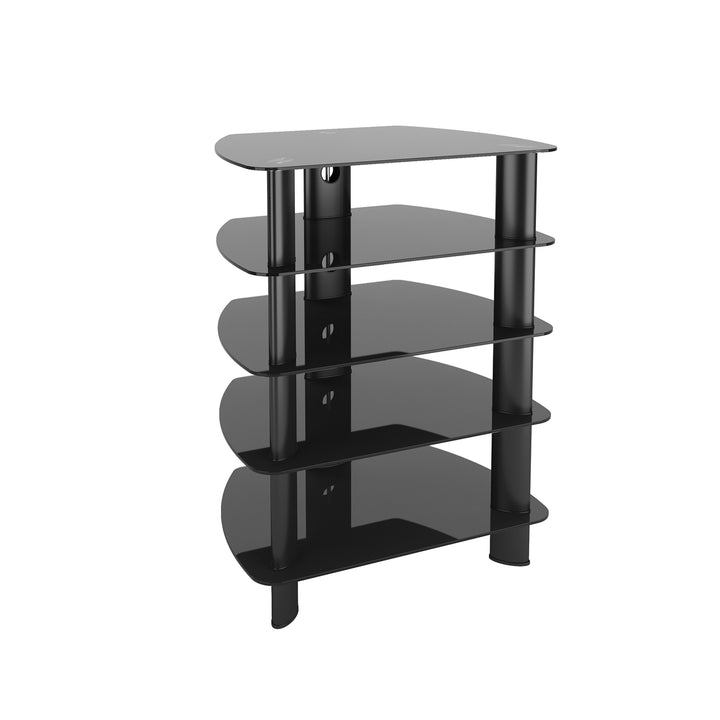 CorLiving Satin Black Glass Component Stand Image 1