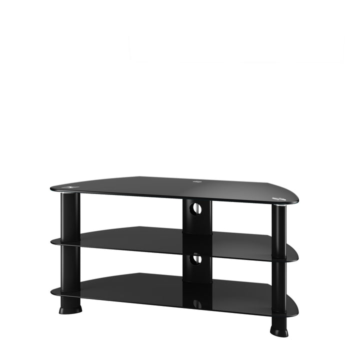 CorLiving Satin Black Glass TV Stand, for TVs up to 48" Image 4