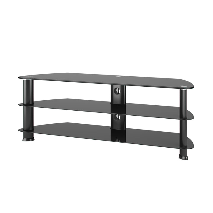 CorLiving Laguna Black Glass Corner TV Stand, for TVs up to 65" Image 2