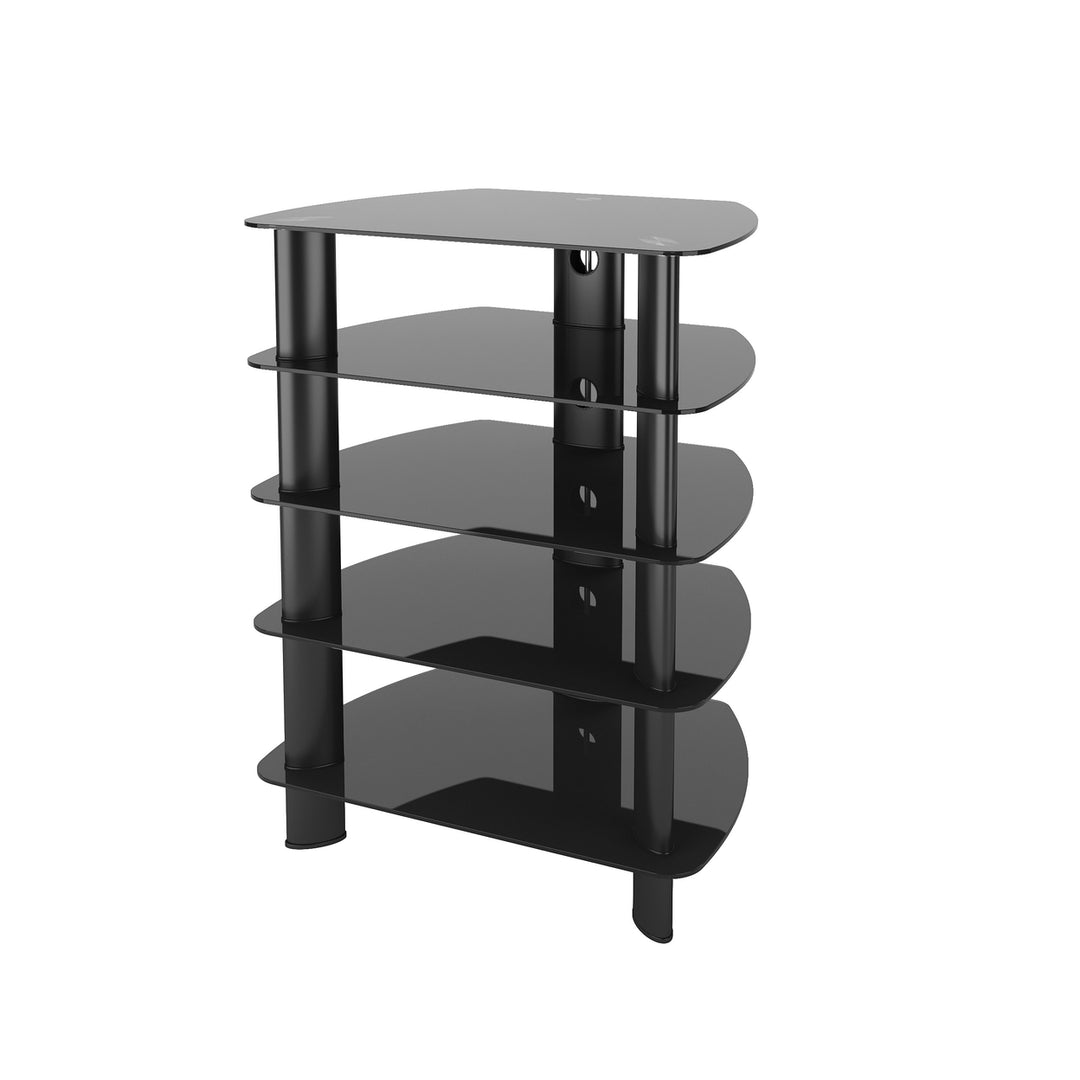 CorLiving Satin Black Glass Component Stand Image 2