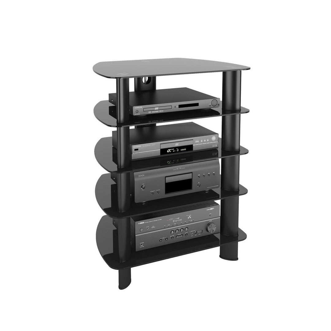 CorLiving Satin Black Glass Component Stand Image 3