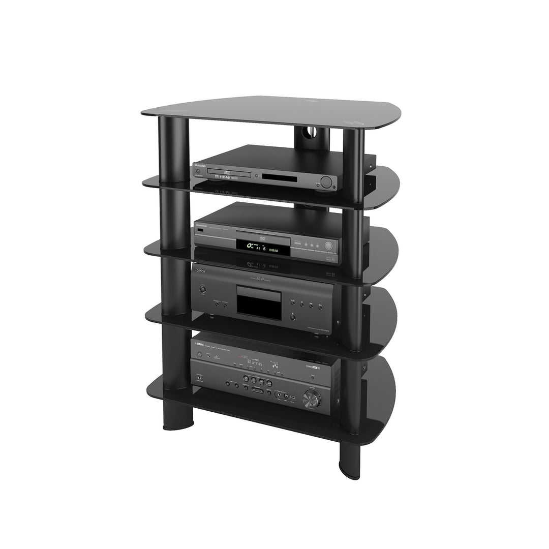 CorLiving Satin Black Glass Component Stand Image 4