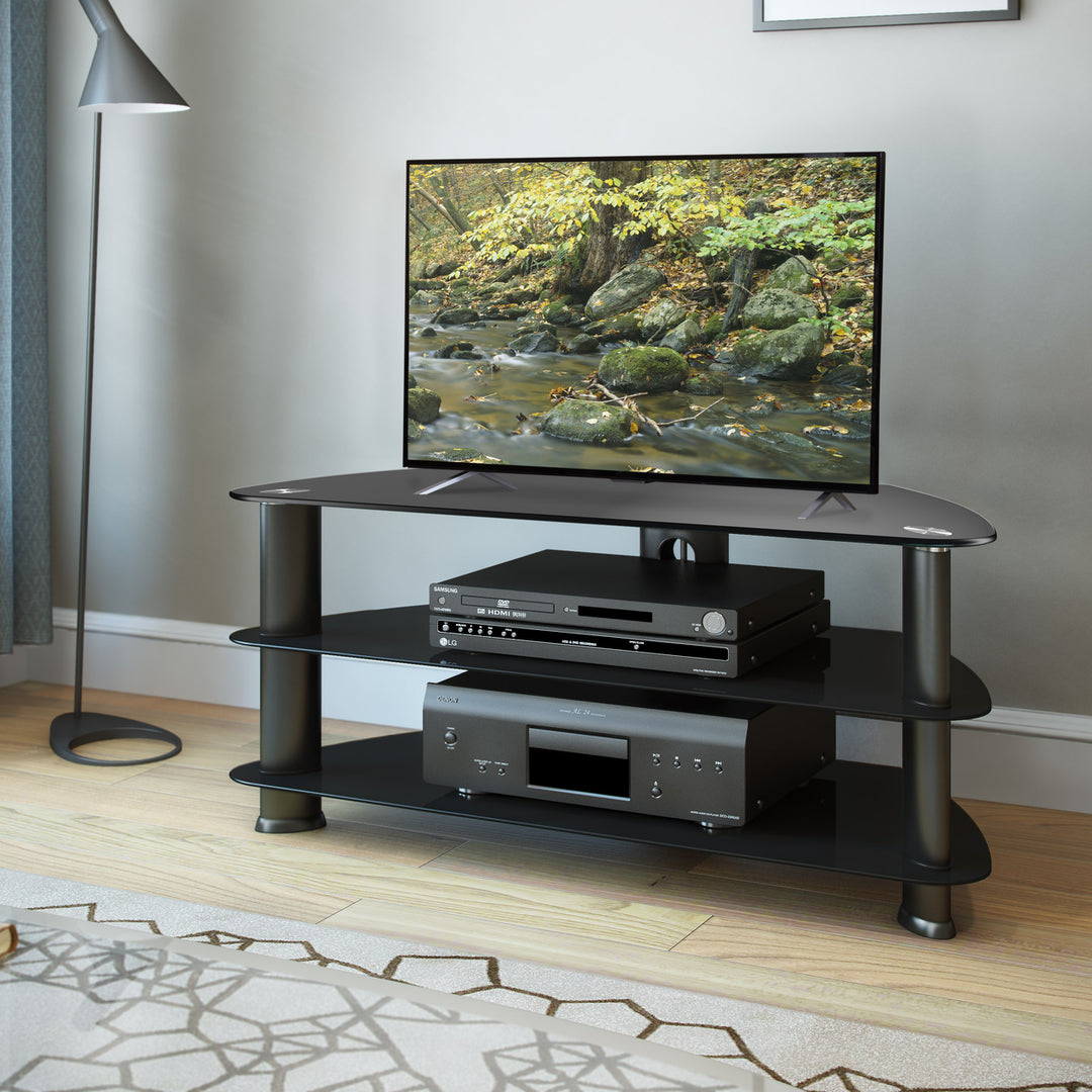 CorLiving Satin Black Glass TV Stand, for TVs up to 48" Image 6