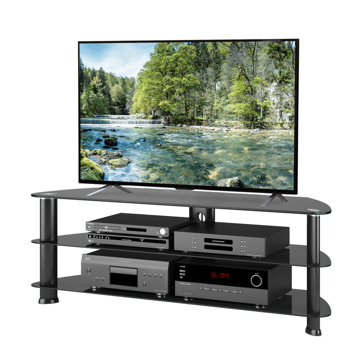 CorLiving Laguna Black Glass Corner TV Stand, for TVs up to 65" Image 4