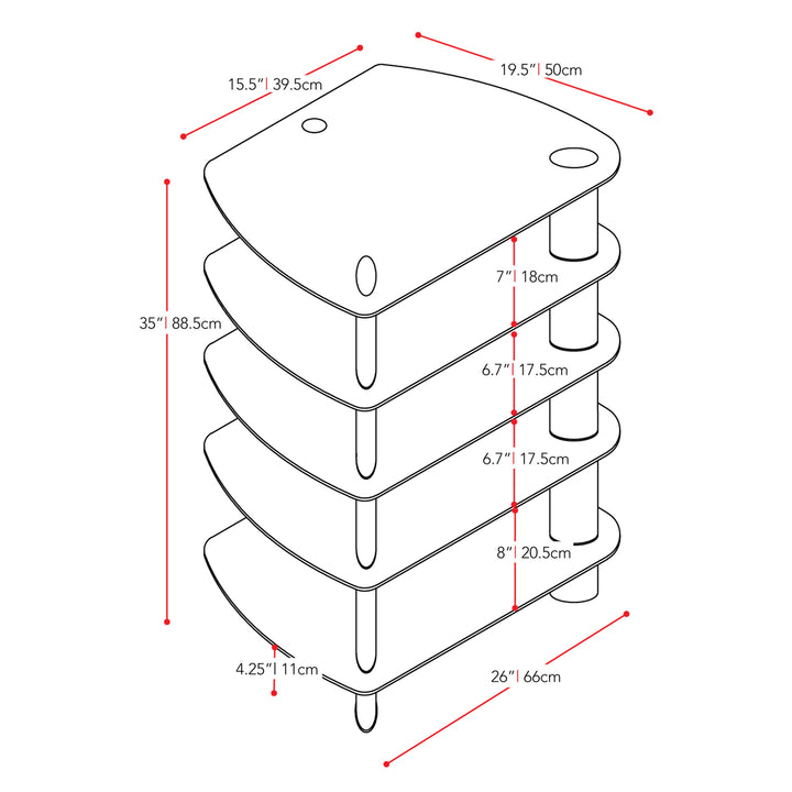 CorLiving Satin Black Glass Component Stand Image 6