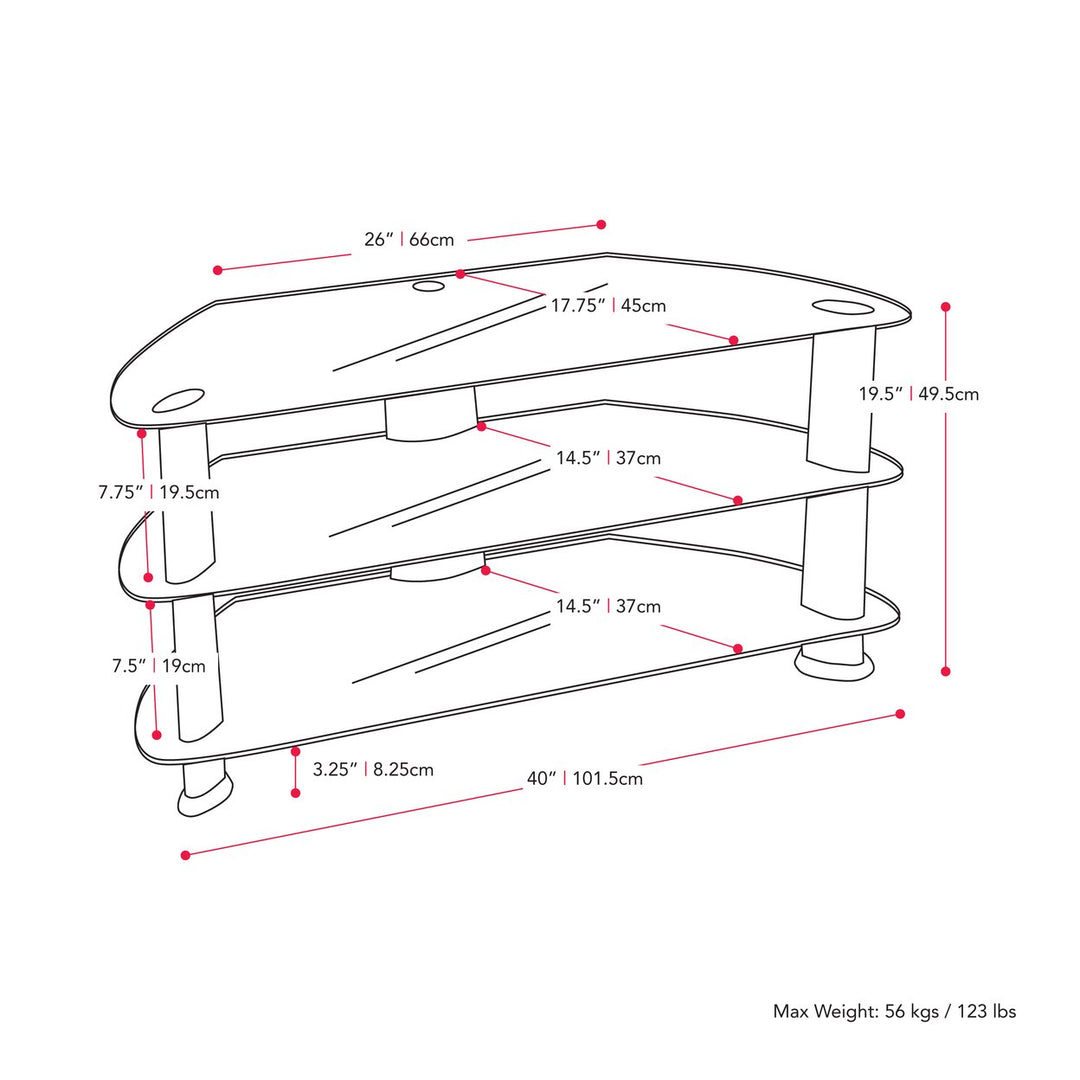 CorLiving Satin Black Glass TV Stand, for TVs up to 48" Image 7