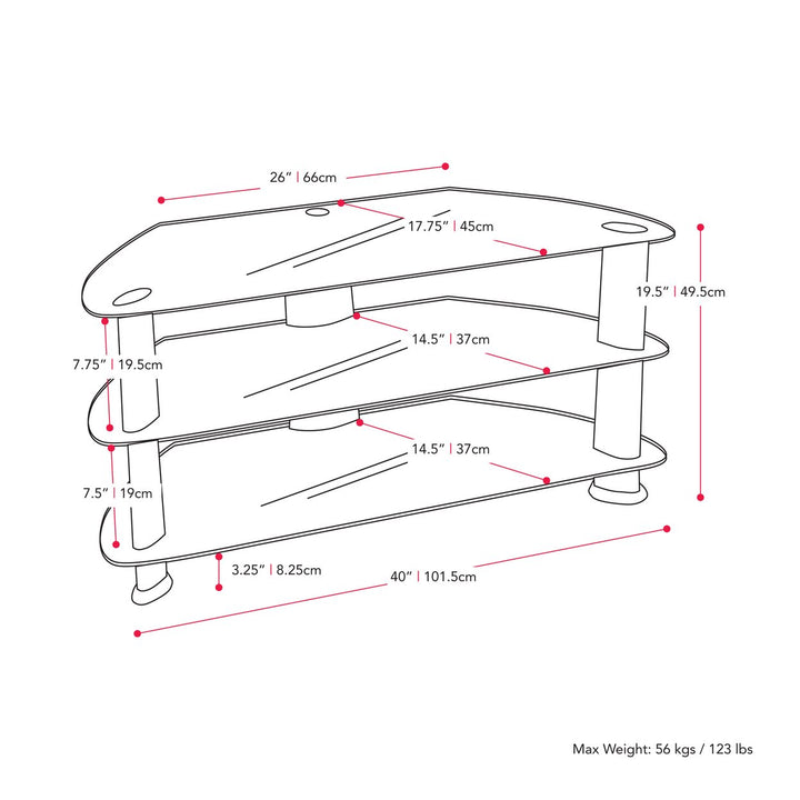 CorLiving Satin Black Glass TV Stand, for TVs up to 48" Image 7