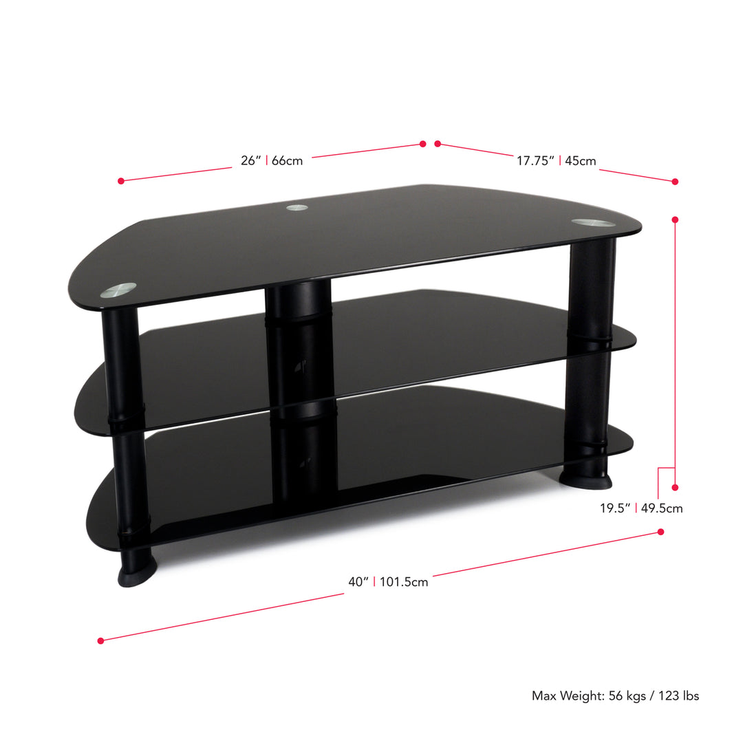 CorLiving Satin Black Glass TV Stand, for TVs up to 48" Image 8