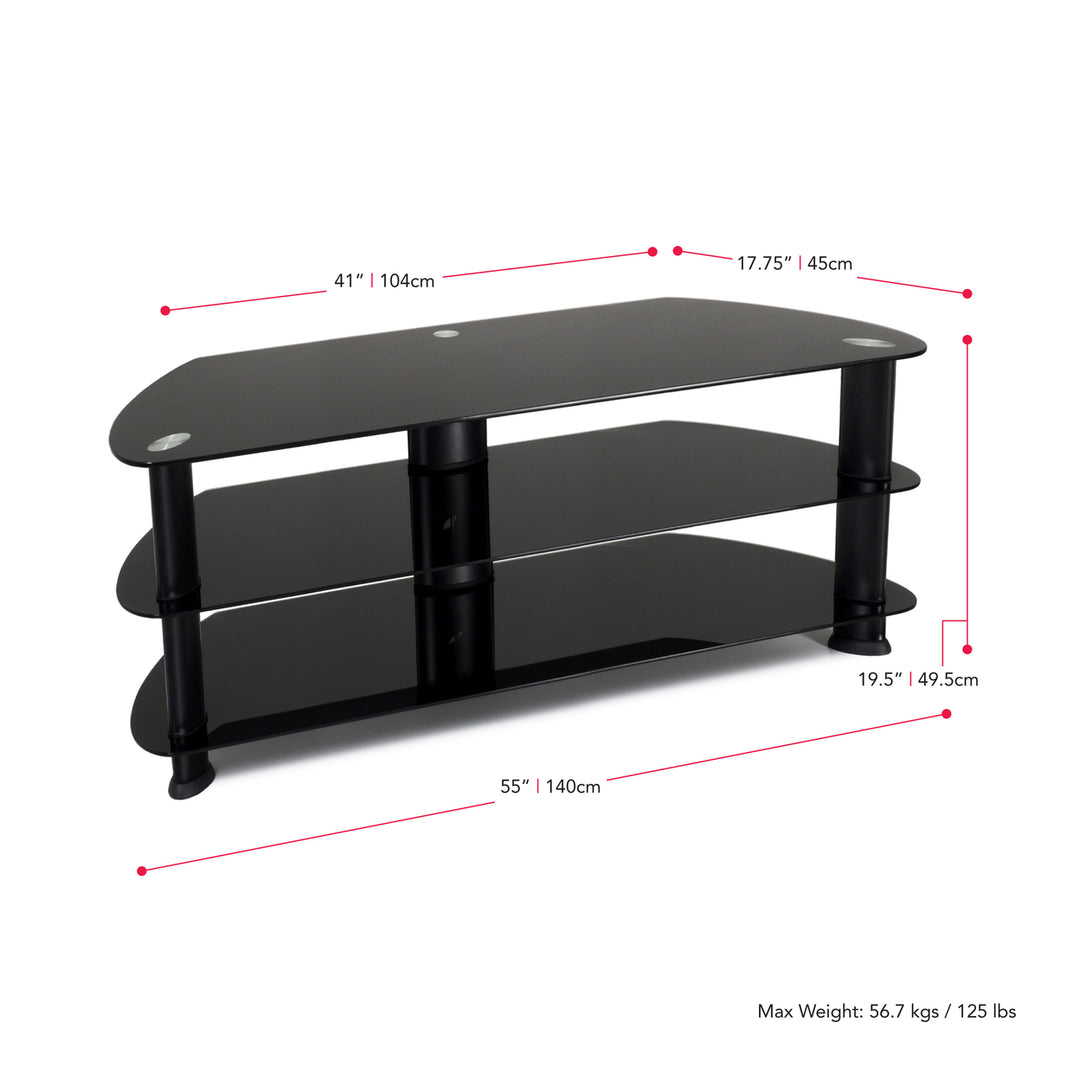 CorLiving Laguna Black Glass Corner TV Stand, for TVs up to 65" Image 7