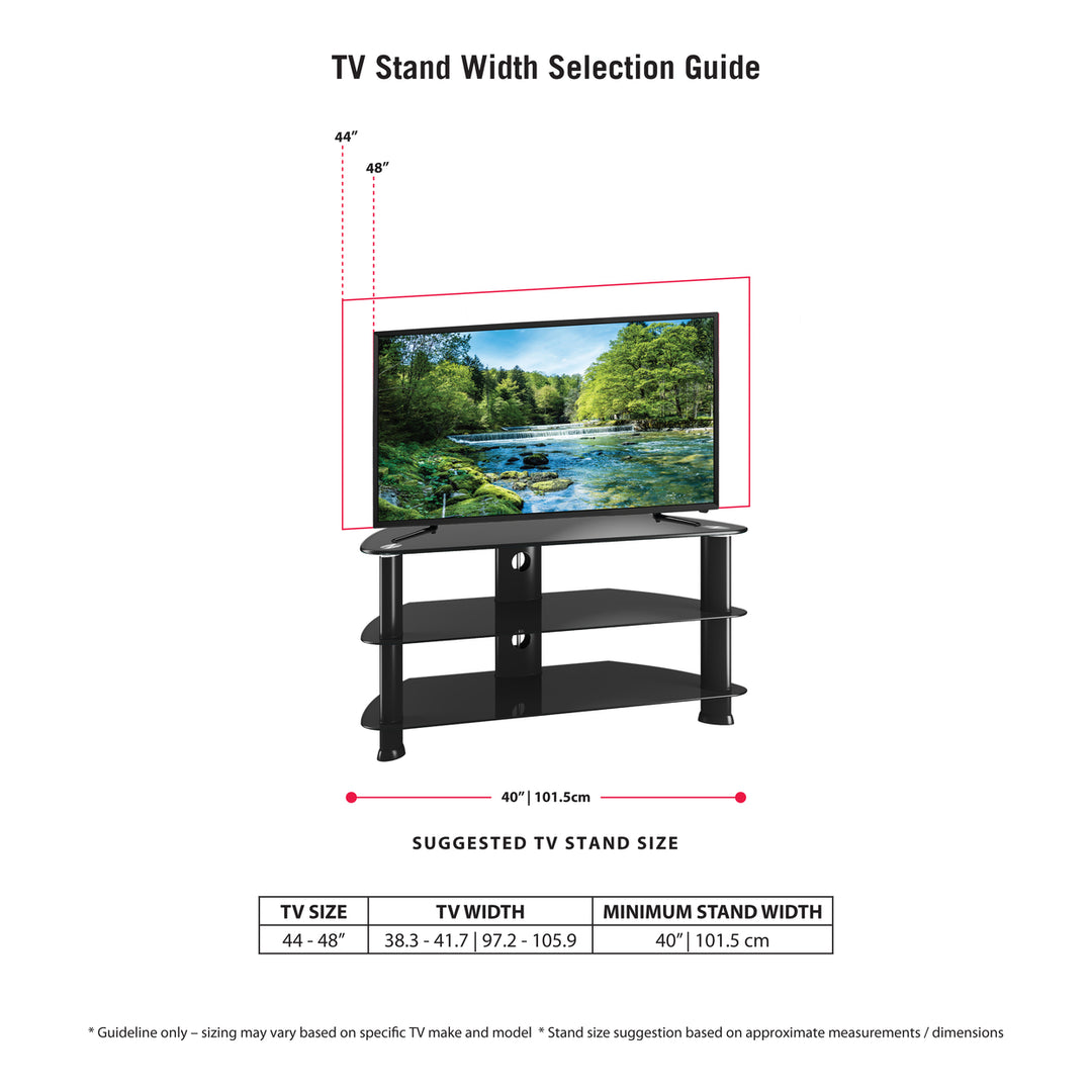 CorLiving Satin Black Glass TV Stand, for TVs up to 48" Image 9