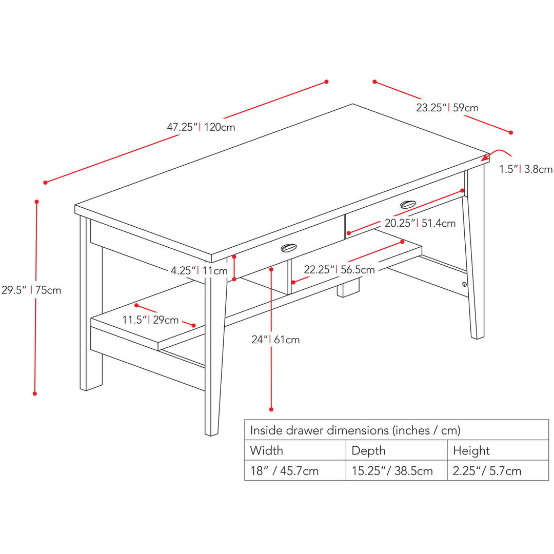 CorLiving Folio Two Drawer Desk Image 3