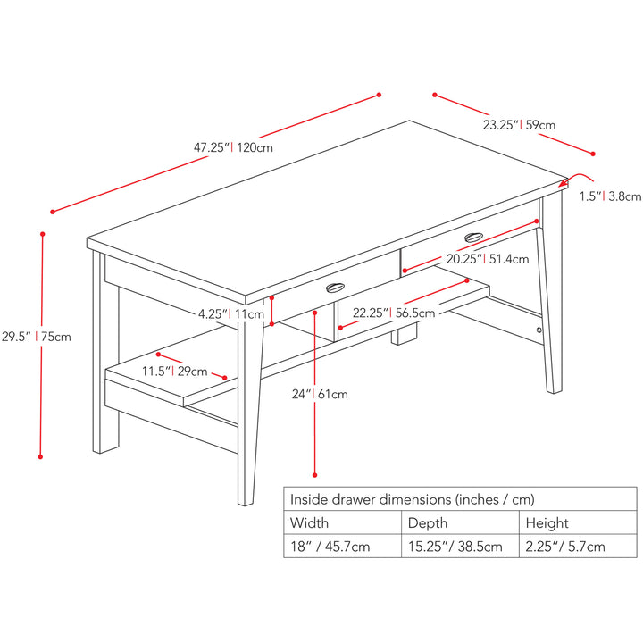 CorLiving Folio Two Drawer Desk Image 3