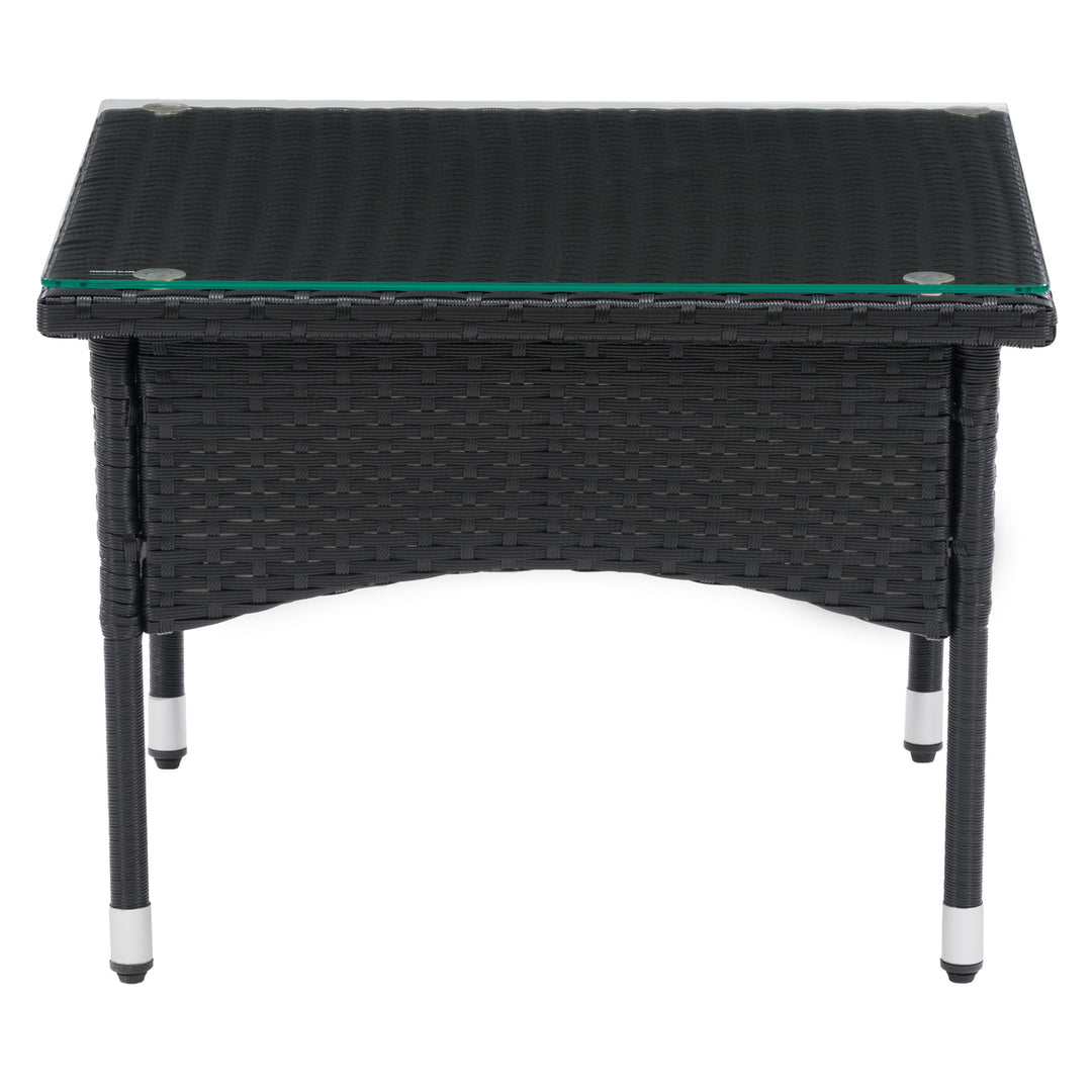 CorLiving Parksville Black Rattan Side Table Image 1