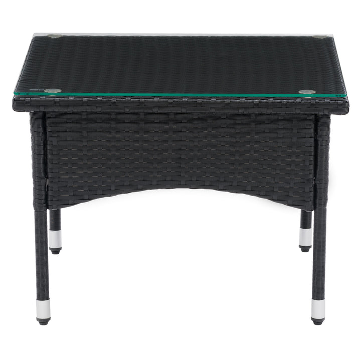 CorLiving Parksville Black Rattan Side Table Image 1