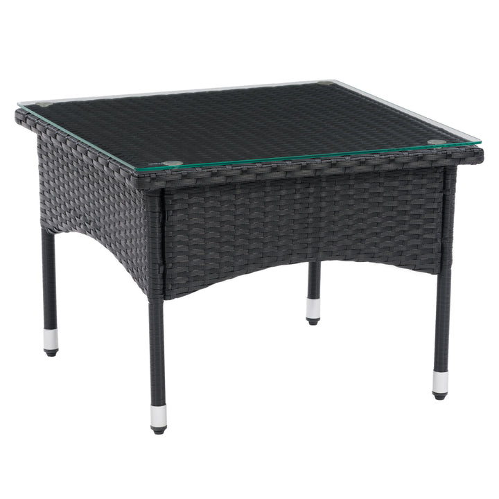 CorLiving Parksville Black Rattan Side Table Image 3