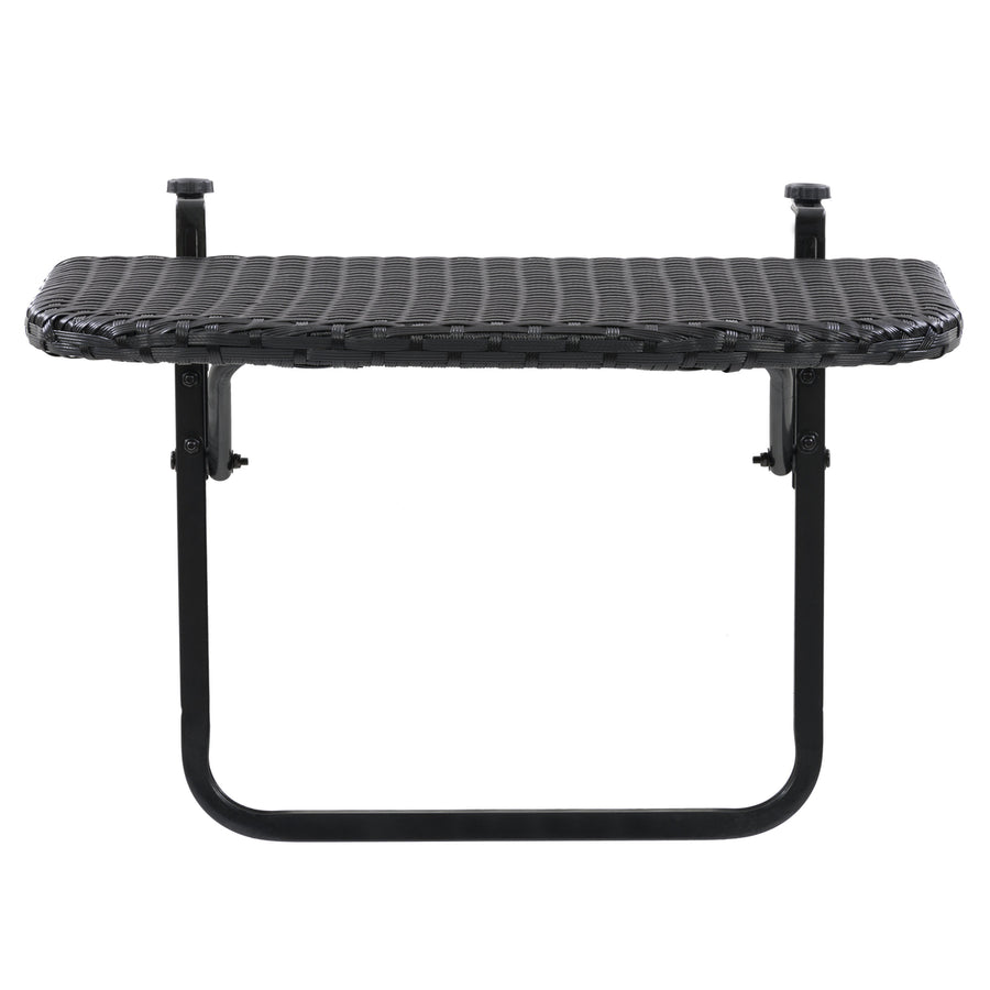 CorLiving Parksville Black Rattan Foldable Balcony Table Image 1