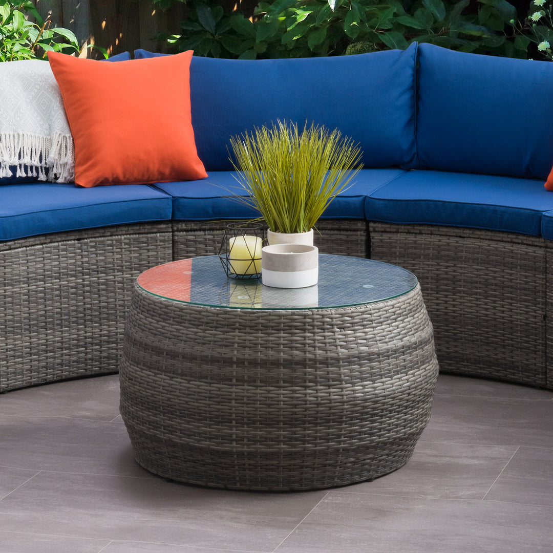 CorLiving Parksville Patio Round Coffee Table in Blended Grey Image 2