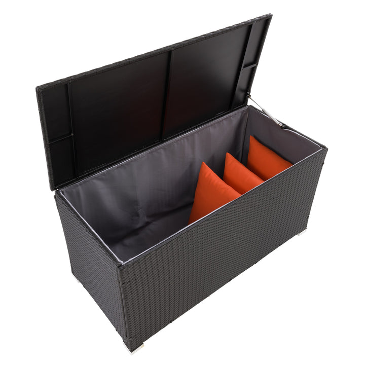 CorLiving Patio Cushion Box - Black Finish/Ash Grey Liner Image 7