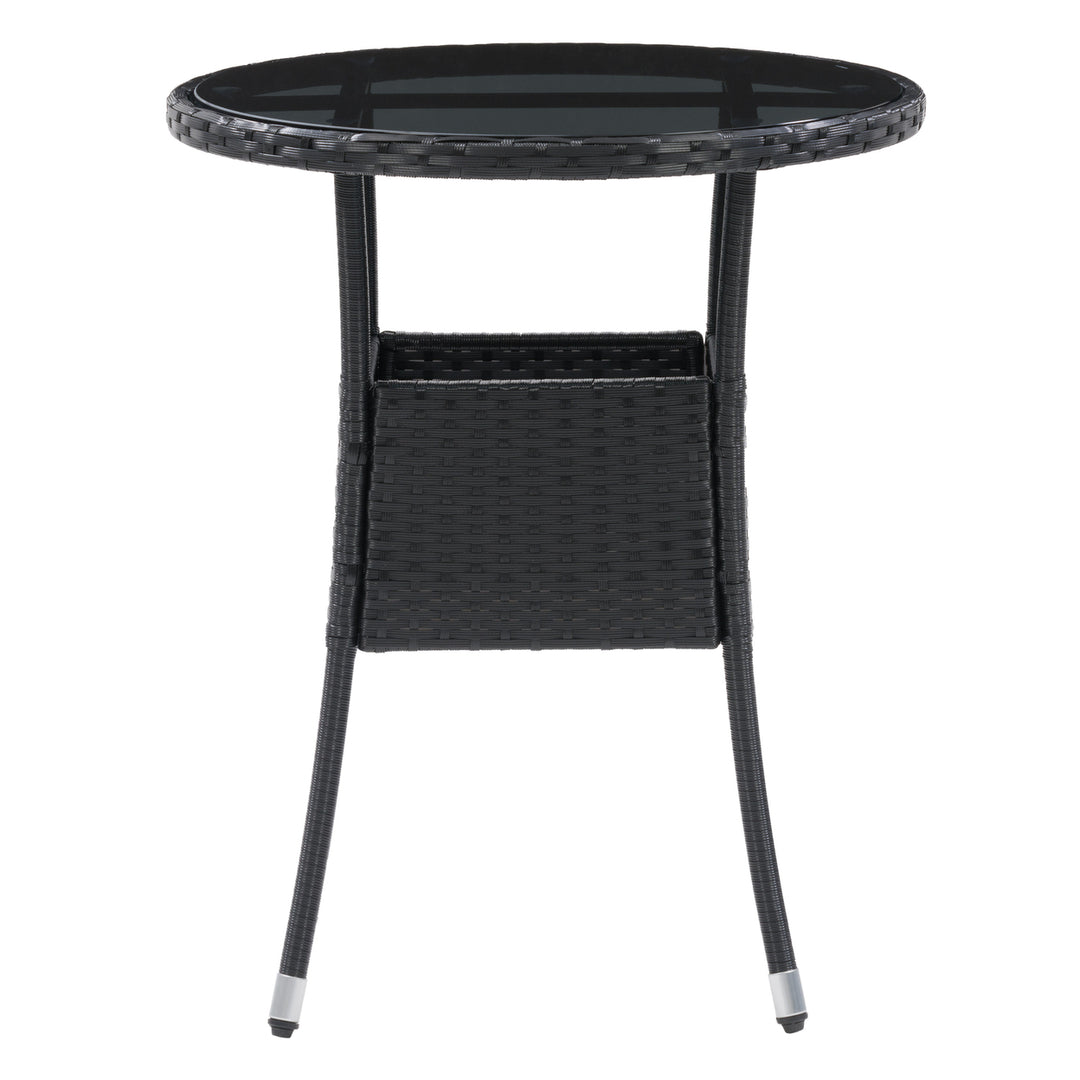 CorLiving Parksville Black Rattan Bistro Table Image 1