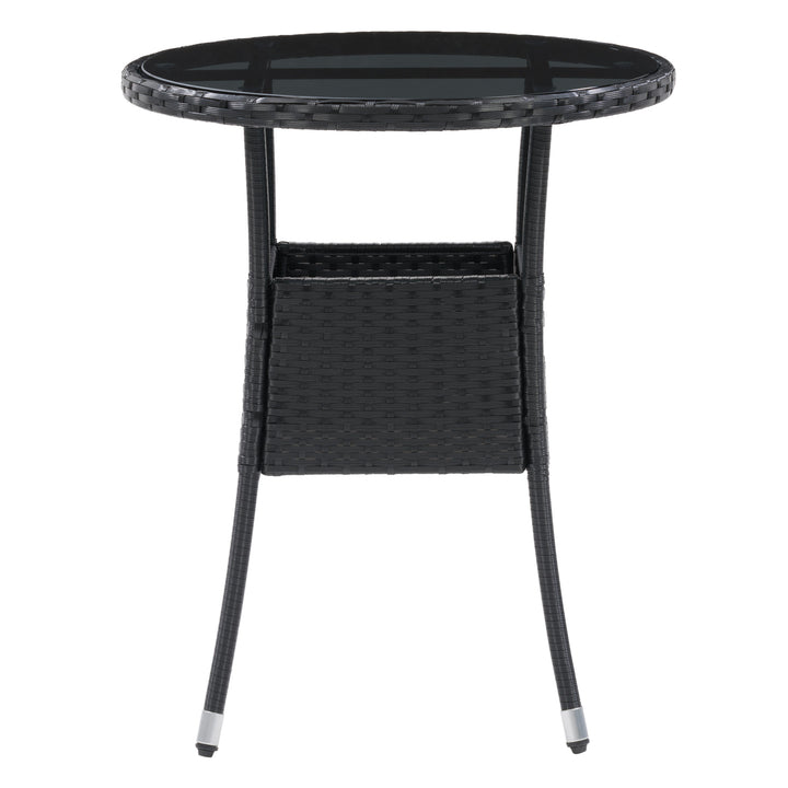 CorLiving Parksville Black Rattan Bistro Table Image 1