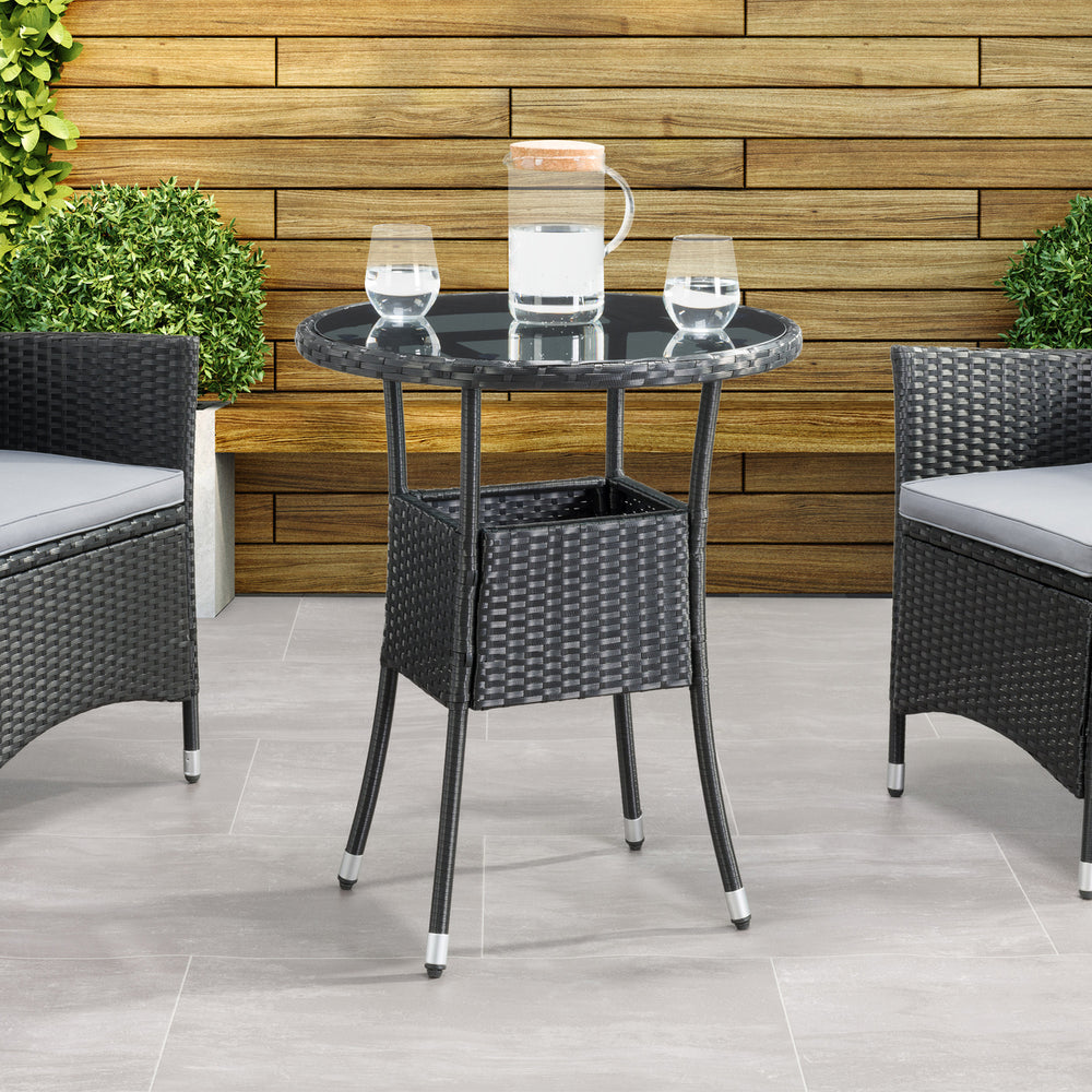 CorLiving Parksville Black Rattan Bistro Table Image 2