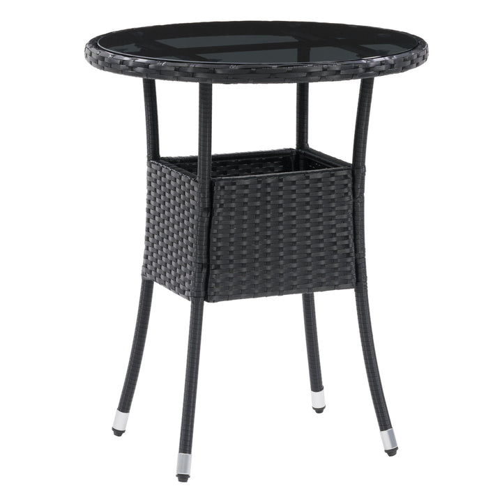 CorLiving Parksville Black Rattan Bistro Table Image 3