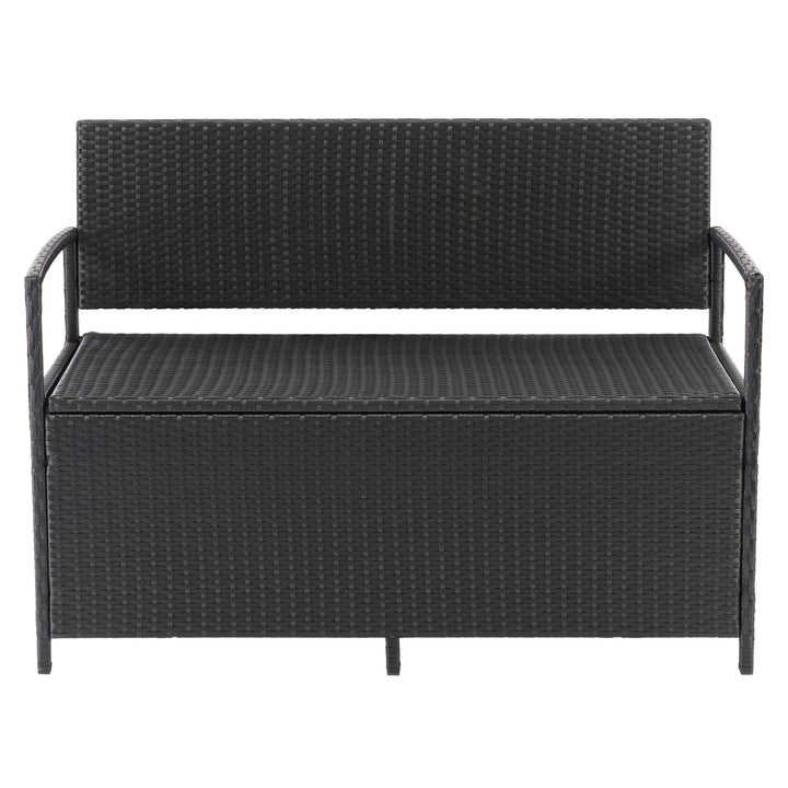 CorLiving Parksville Patio Storage Bench, Black Image 1