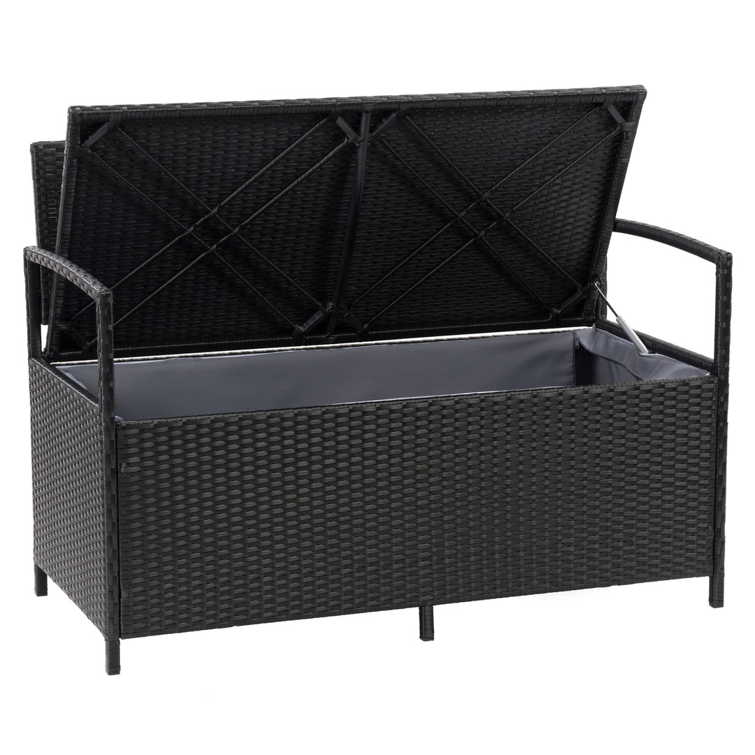 CorLiving Parksville Patio Storage Bench, Black Image 3