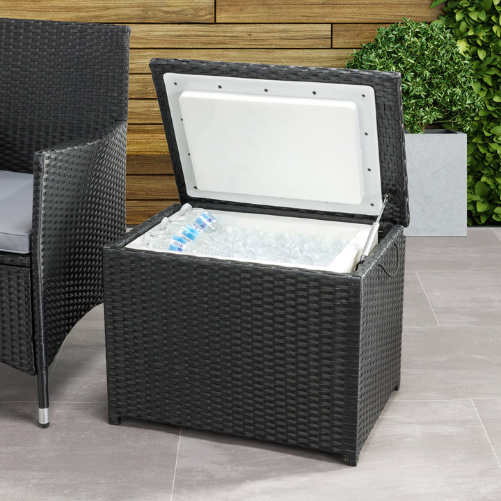 CorLiving Parksville Black Rattan Insulated Cooler Table Image 2