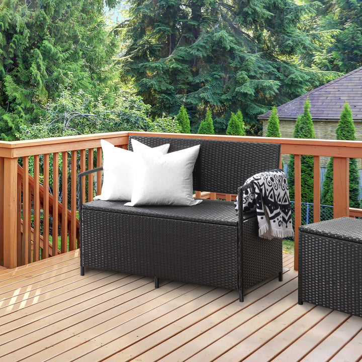 CorLiving Parksville Patio Storage Bench, Black Image 6