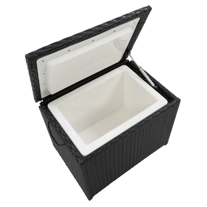 CorLiving Parksville Black Rattan Insulated Cooler Table Image 8