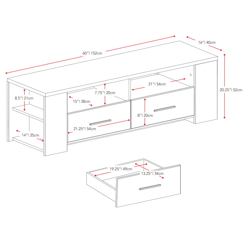 CorLiving Bromley Ravenwood Black TV Bench, for TVs up to 75" Image 7