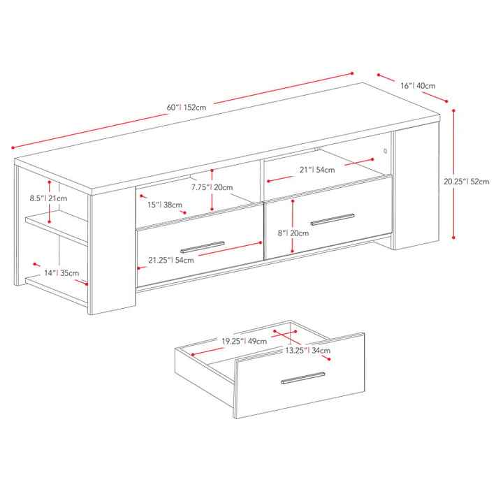 CorLiving Bromley Ravenwood Black TV Bench, for TVs up to 75" Image 7