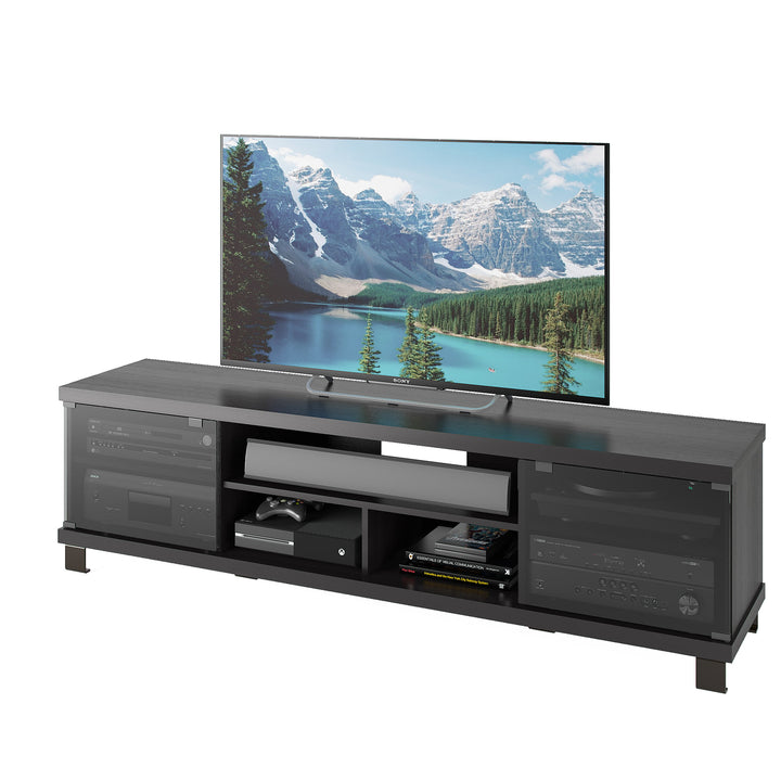 CorLiving Holland Ravenwood Black Wooden Extra Wide TV Stand, for TVs up to 85" Image 4