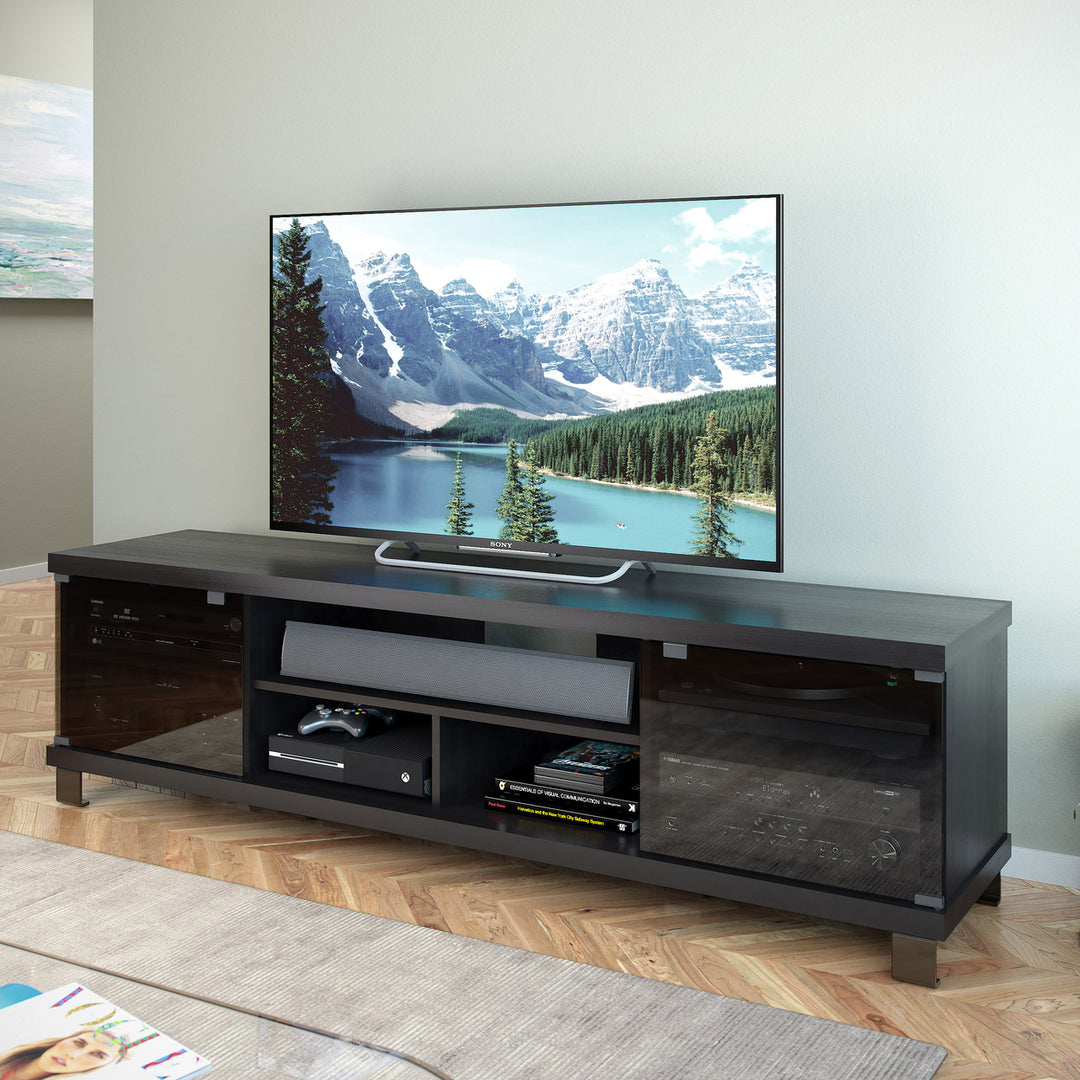 CorLiving Holland Ravenwood Black Wooden Extra Wide TV Stand, for TVs up to 85" Image 5