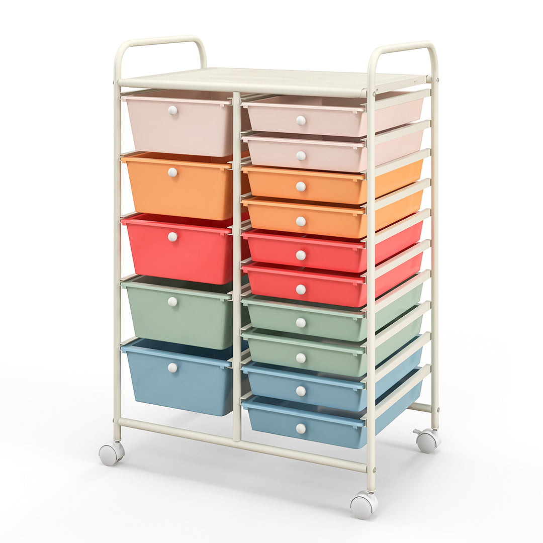 15 Drawer Rolling Storage Cart Opaque Multicolor Drawers Home Organizer Image 4