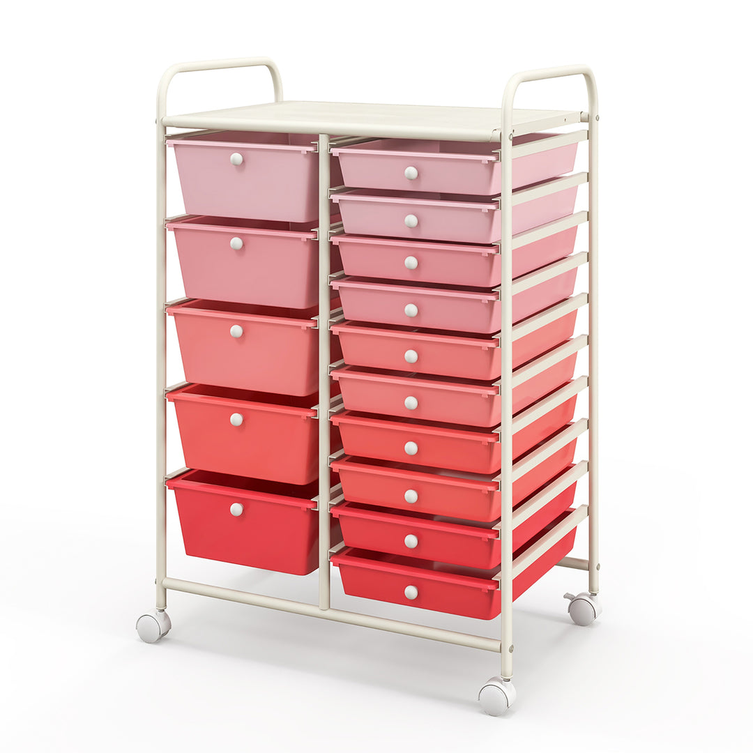 15 Drawer Rolling Storage Cart Opaque Multicolor Drawers Home Organizer Image 5