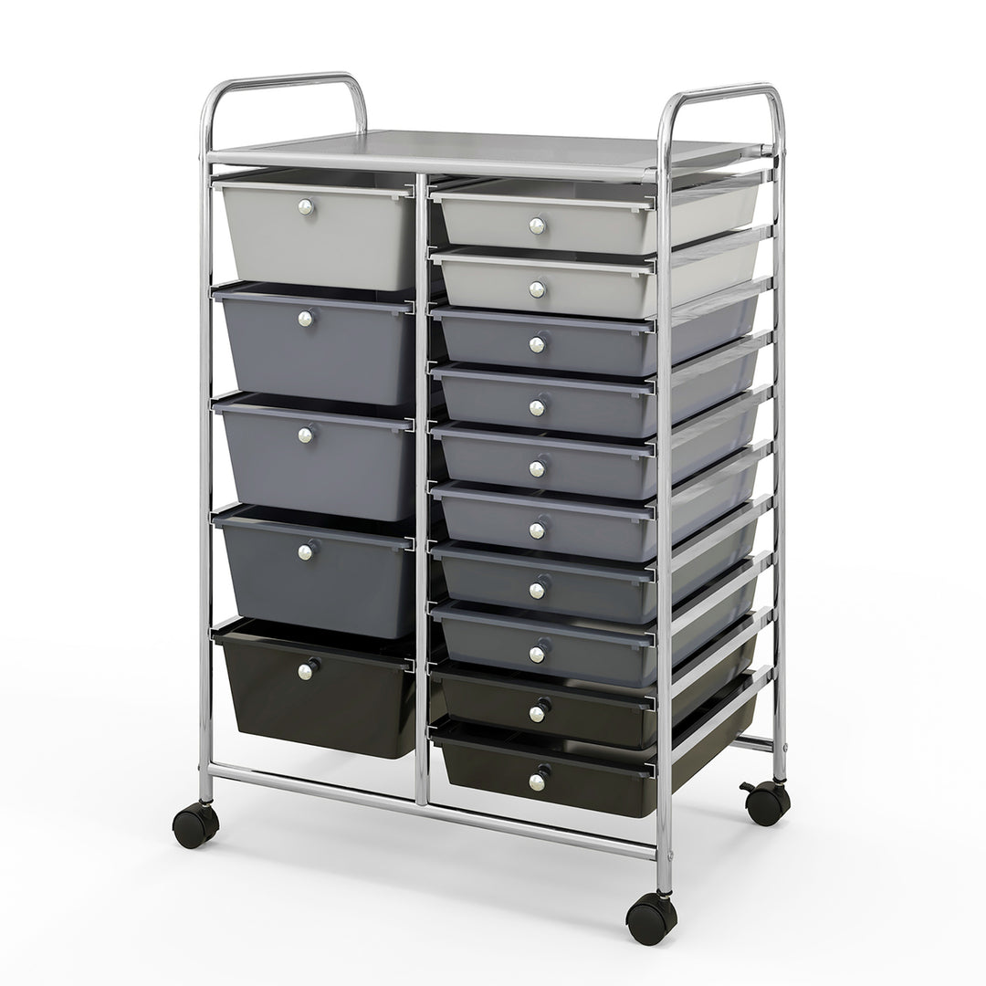 15 Drawer Rolling Storage Cart Opaque Multicolor Drawers Home Organizer Image 6