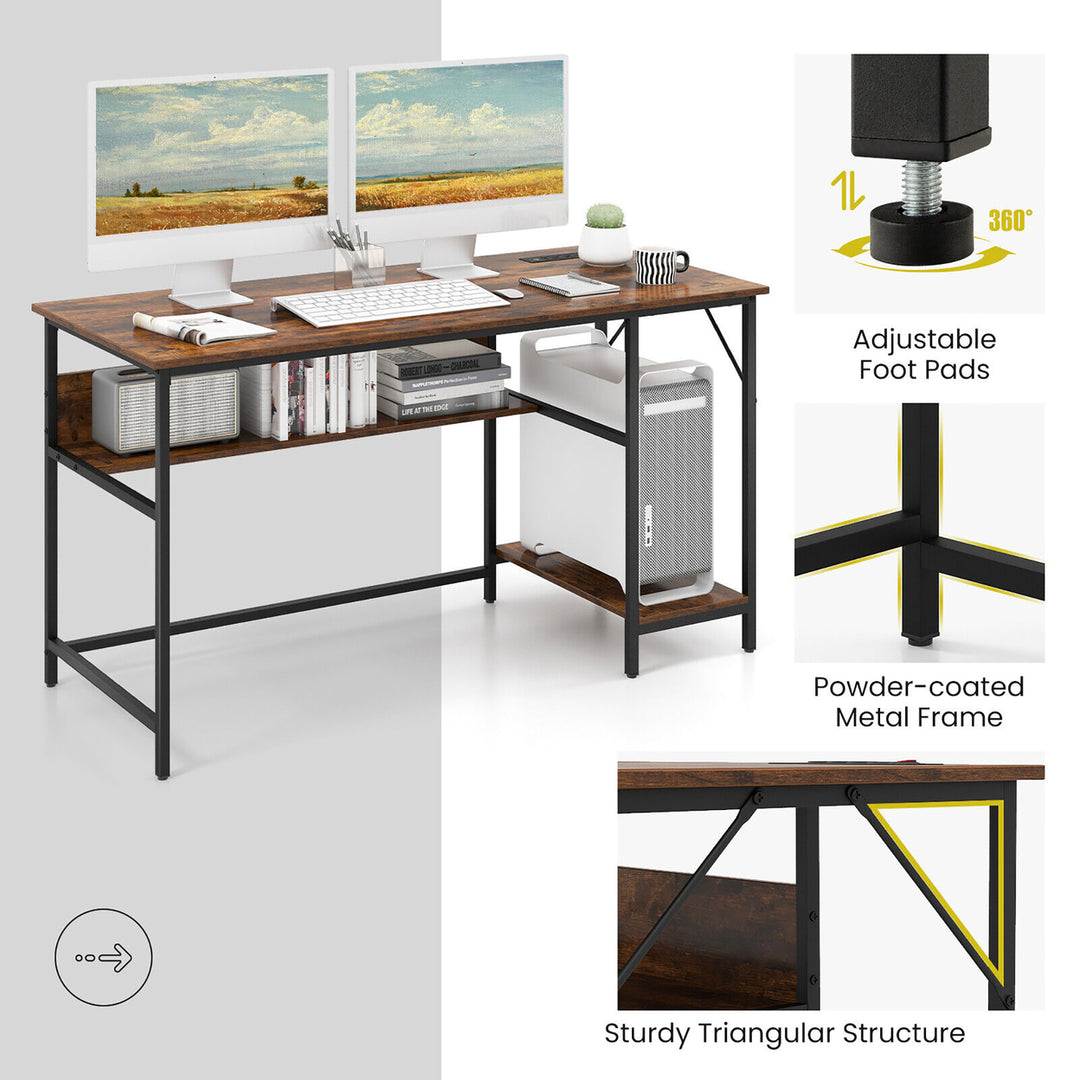 55 Computer Desk w/ Charging Station Home Office PC Desk w/ 4 Power Outlets Image 6