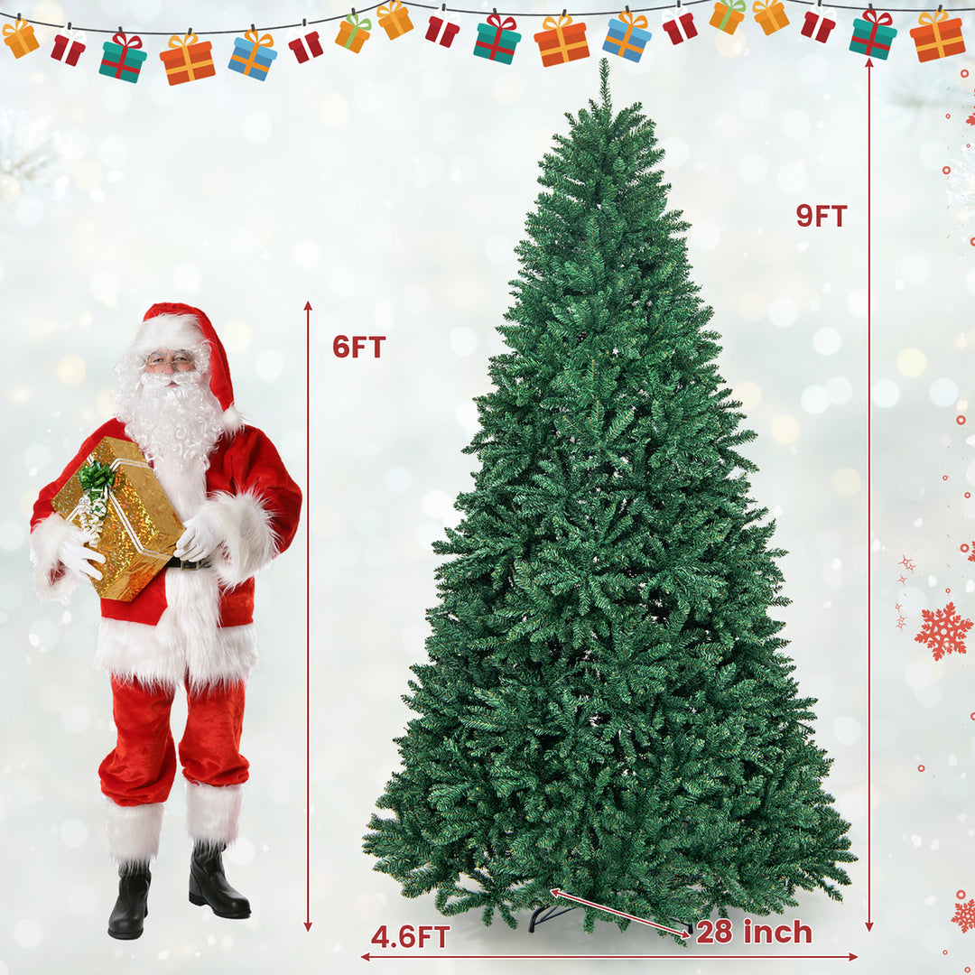 9 FT Artificial Christmas Tree Hinged Christmas Tree w/ 3594 Lush Branch Tips Image 3