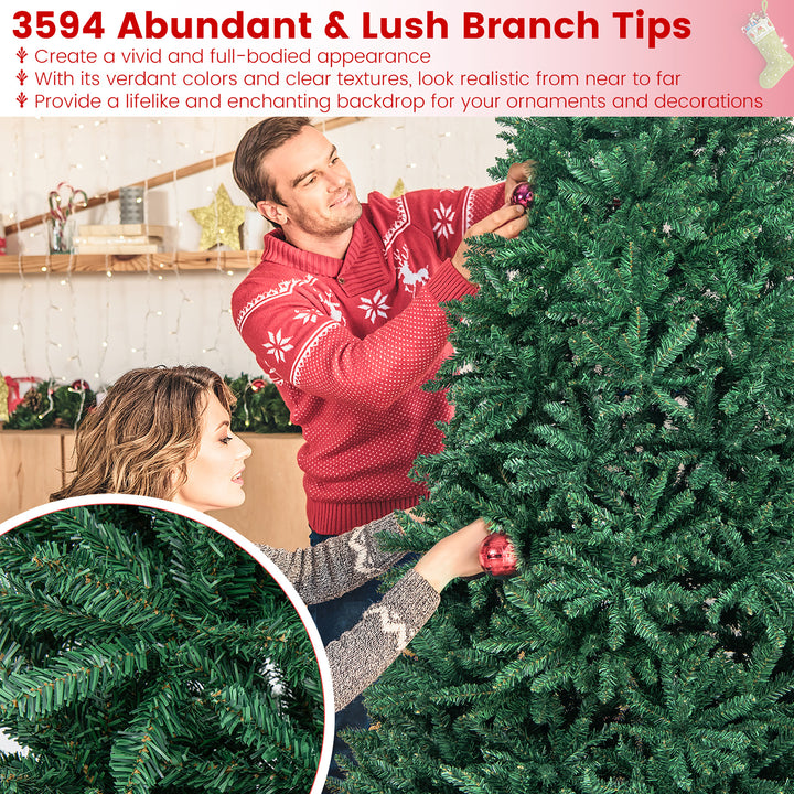 9 FT Artificial Christmas Tree Hinged Christmas Tree w/ 3594 Lush Branch Tips Image 7