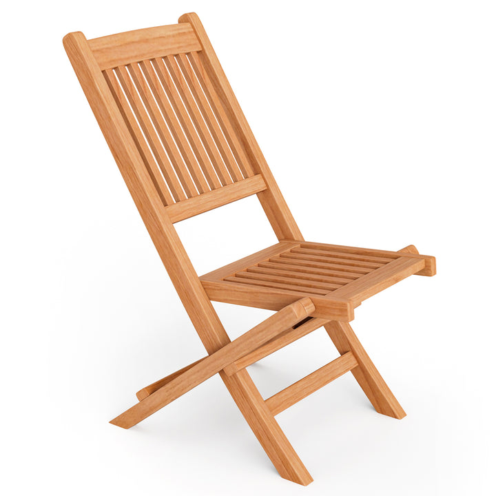 Indonesia Teak Wood Outdoor Chair Folding Portable Patio Chair w/ Slatted Seat and Back Image 6