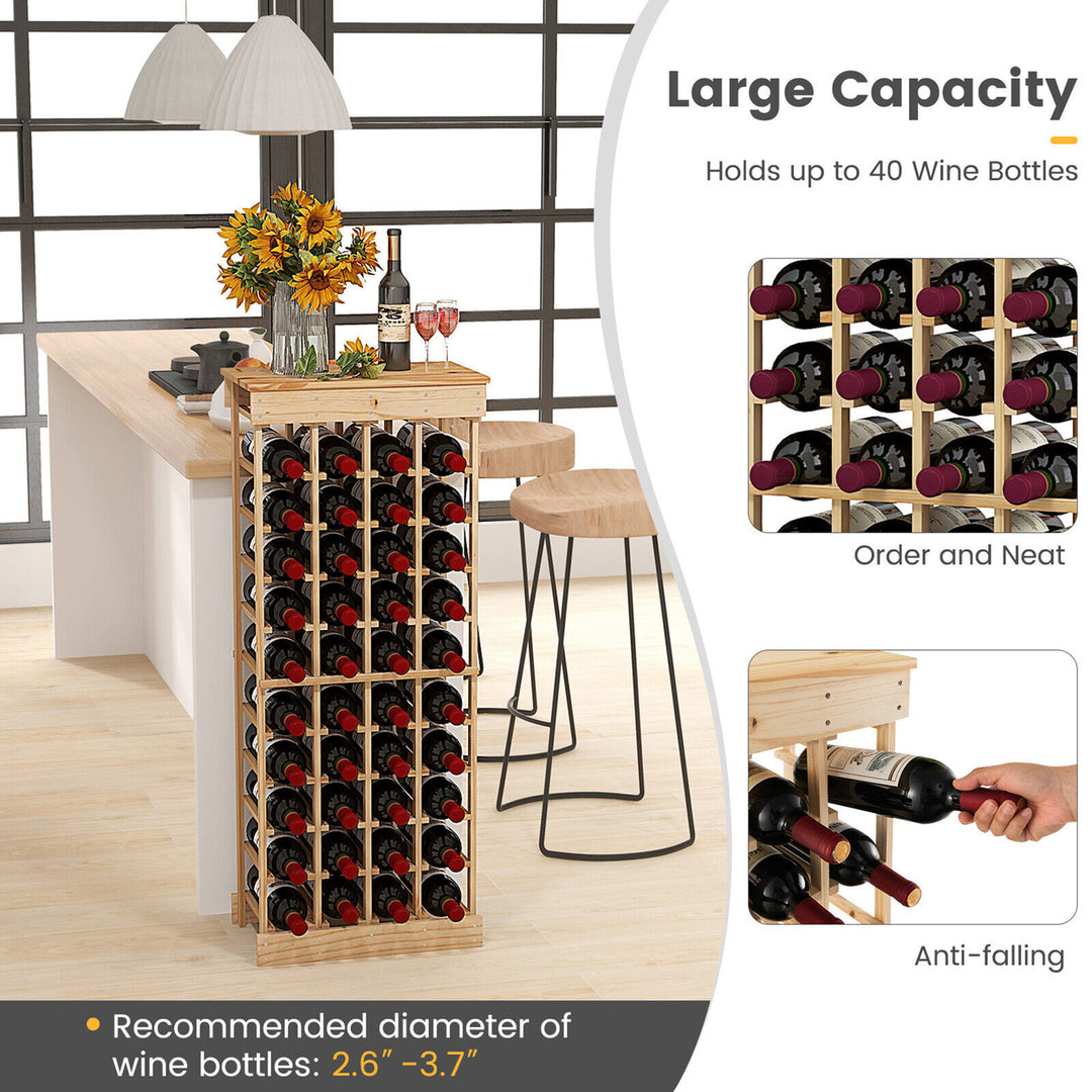 40 Bottles Modular Wine Rack Wood Stackable Storage Stand Wine Bottle Holder Image 5