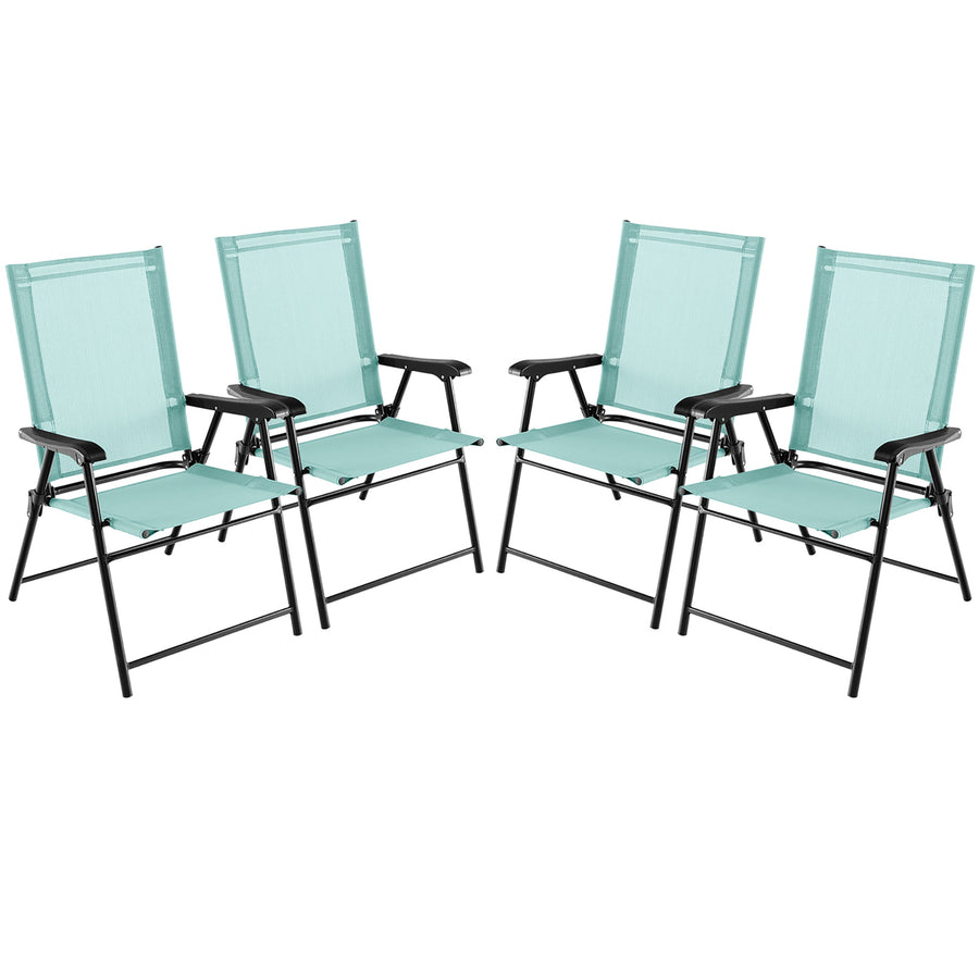 Set of 4 Patio Folding Chairs Outdoor Portable Pack Lawn Chairs w/ Armrests Image 1