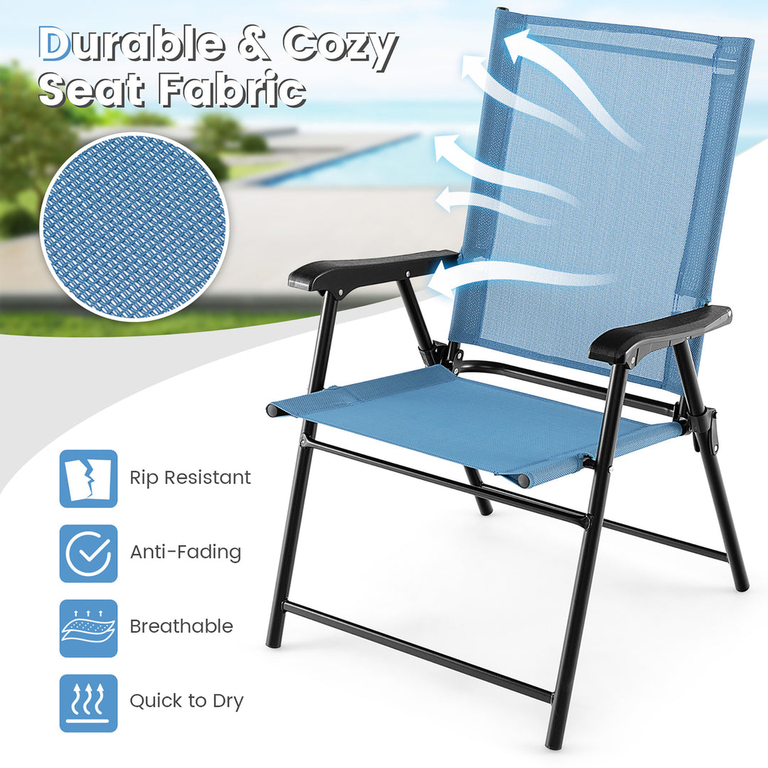 Set of 2 Patio Folding Chairs Outdoor Portable Pack Lawn Chairs w/ Armrests Image 2