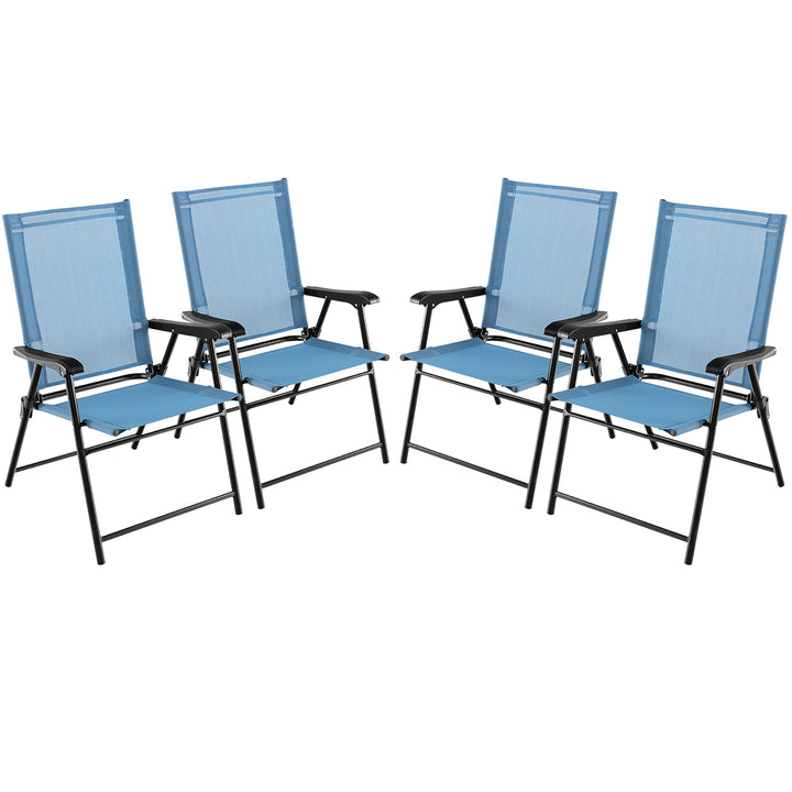 Set of 4 Patio Folding Chairs Outdoor Portable Pack Lawn Chairs w/ Armrests Image 4