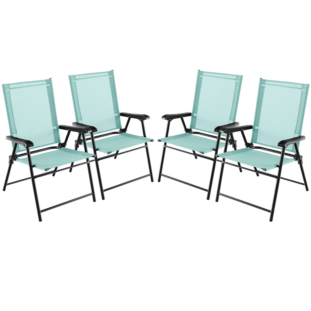 Set of 4 Patio Folding Chairs Outdoor Portable Pack Lawn Chairs w/ Armrests Image 1