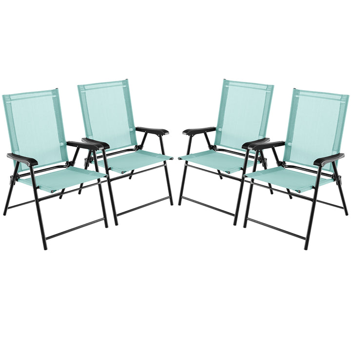 Set of 4 Patio Folding Chairs Outdoor Portable Pack Lawn Chairs w/ Armrests Image 1