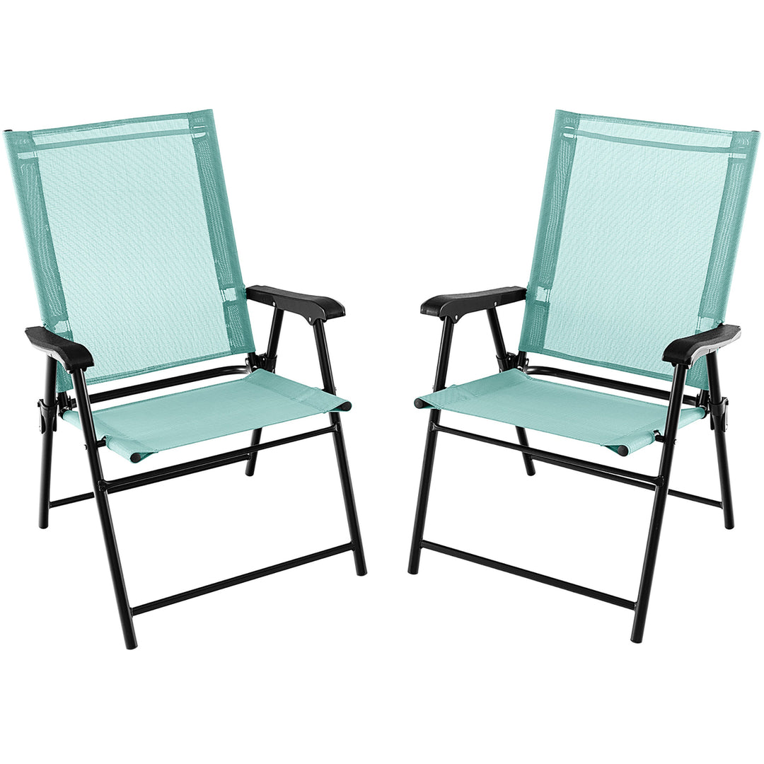 Set of 2 Patio Folding Chairs Outdoor Portable Pack Lawn Chairs w/ Armrests Image 5