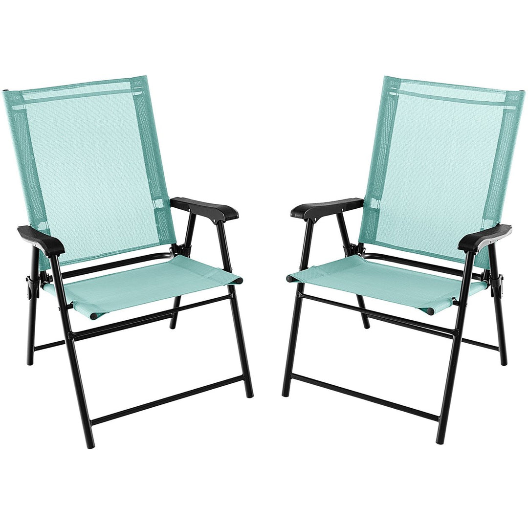 Set of 2 Patio Folding Chairs Outdoor Portable Pack Lawn Chairs w/ Armrests Image 1